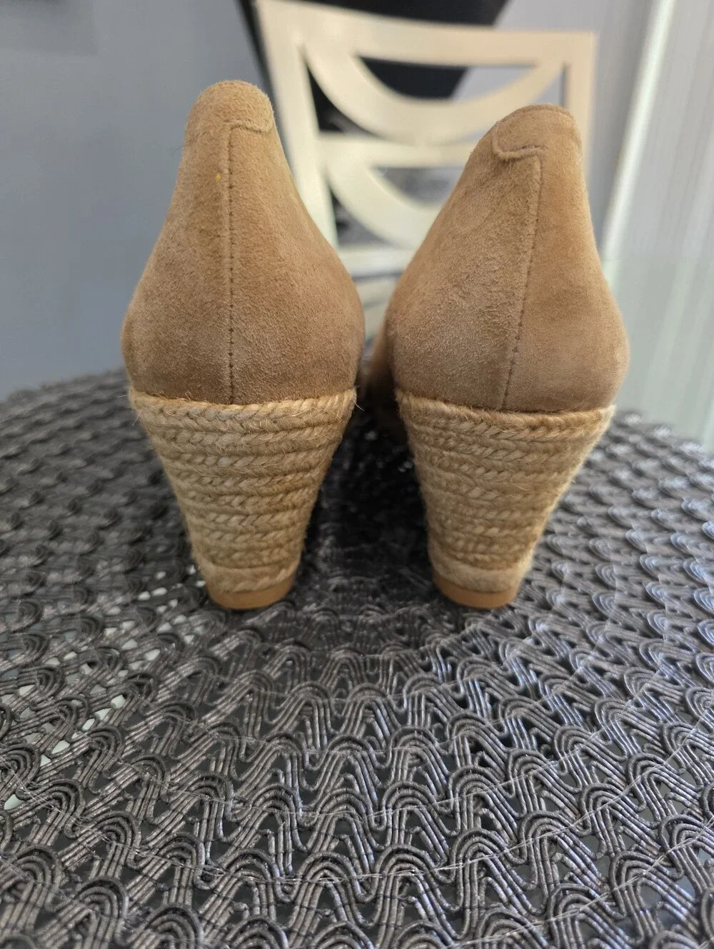 Tan Suede Espadrille Wedge Pumps - Women's Casual Wedges. Size 39
